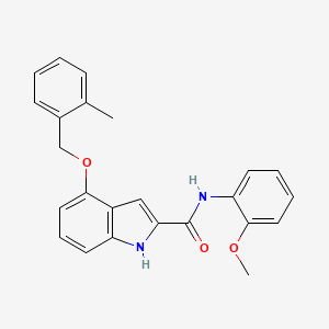 molecular formula C24H22N2O3 B2773096 N-(2-甲氧基苯基)-4-((2-甲基苯基甲基)氧基)-1H-吲哚-2-甲酰胺 CAS No. 1428351-78-3