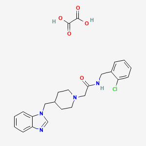 molecular formula C24H27ClN4O5 B2773102 2-(4-((1H-苯并[d]咪唑-1-基)甲基)哌啶-1-基)-N-(2-氯苯基)乙酰胺 草酸盐 CAS No. 1351641-40-1