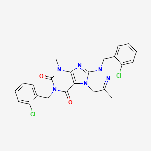 molecular formula C23H20Cl2N6O2 B2773105 1,7-bis(2-chlorobenzyl)-3,9-dimethyl-7,9-dihydro-[1,2,4]triazino[3,4-f]purine-6,8(1H,4H)-dione CAS No. 898410-23-6