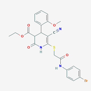 molecular formula C24H22BrN3O5S B2773106 Ethyl 6-({2-[(4-bromophenyl)amino]-2-oxoethyl}sulfanyl)-5-cyano-2-hydroxy-4-(2-methoxyphenyl)-3,4-dihydropyridine-3-carboxylate CAS No. 384357-50-0