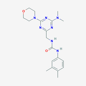 molecular formula C19H27N7O2 B2773114 1-((4-(Dimethylamino)-6-morpholino-1,3,5-triazin-2-yl)methyl)-3-(3,4-dimethylphenyl)urea CAS No. 2034408-40-5