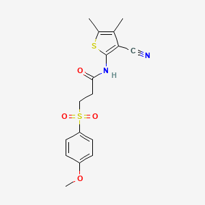 molecular formula C17H18N2O4S2 B2773118 N-(3-氰基-4,5-二甲基噻吩-2-基)-3-((4-甲氧基苯基)磺酰)丙酰胺 CAS No. 941902-44-9
