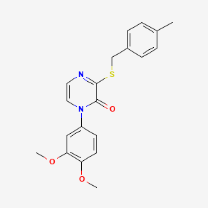 molecular formula C20H20N2O3S B2773119 1-(3,4-dimethoxyphenyl)-3-((4-methylbenzyl)thio)pyrazin-2(1H)-one CAS No. 899943-86-3