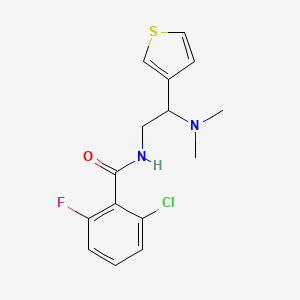 molecular formula C15H16ClFN2OS B2773144 2-chloro-N-(2-(dimethylamino)-2-(thiophen-3-yl)ethyl)-6-fluorobenzamide CAS No. 946326-79-0