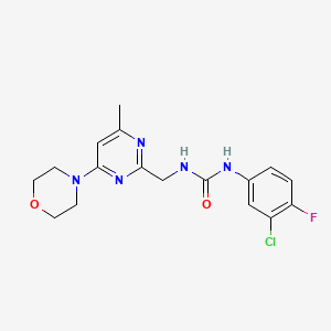 1-(3-Chloro-4-fluorophenyl)-3-((4-methyl-6-morpholinopyrimidin-2-yl)methyl)urea