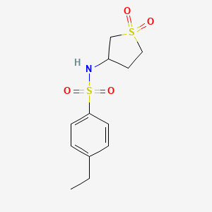 molecular formula C12H17NO4S2 B2773153 N-(1,1-dioxo-1lambda6-thiolan-3-yl)-4-ethylbenzene-1-sulfonamide CAS No. 898405-60-2