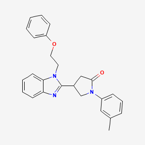 molecular formula C26H25N3O2 B2773156 1-(3-Methylphenyl)-4-[1-(2-phenoxyethyl)benzimidazol-2-yl]pyrrolidin-2-one CAS No. 877777-55-4