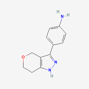 molecular formula C12H13N3O B2773160 4-(1,4,6,7-Tetrahydropyrano[4,3-c]pyrazol-3-yl)aniline CAS No. 2138570-31-5