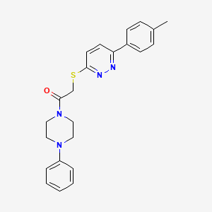 molecular formula C23H24N4OS B2773163 1-(4-Phenylpiperazin-1-yl)-2-((6-(p-tolyl)pyridazin-3-yl)thio)ethanone CAS No. 872689-33-3
