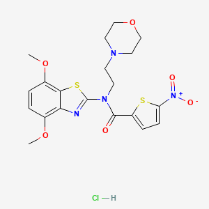 molecular formula C20H23ClN4O6S2 B2773167 N-(4,7-dimethoxybenzo[d]thiazol-2-yl)-N-(2-morpholinoethyl)-5-nitrothiophene-2-carboxamide hydrochloride CAS No. 1215571-13-3