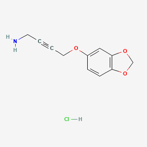 molecular formula C11H12ClNO3 B2773173 4-(2H-1,3-benzodioxol-5-yloxy)but-2-yn-1-amine hydrochloride CAS No. 2097936-31-5