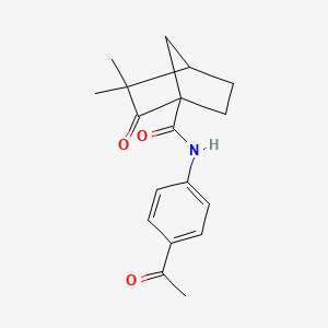 molecular formula C18H21NO3 B2773177 N-(4-acetylphenyl)-3,3-dimethyl-2-oxobicyclo[2.2.1]heptane-1-carboxamide CAS No. 622361-95-9