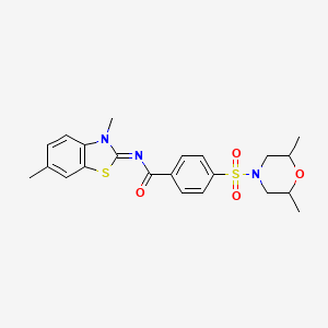 molecular formula C22H25N3O4S2 B2773180 (E)-N-(3,6-二甲基苯并[d]噻唑-2(3H)-基亚甲基)-4-((2,6-二甲基吗啉基)磺酰)苯甲酰胺 CAS No. 850782-18-2