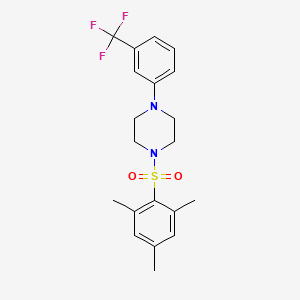 molecular formula C20H23F3N2O2S B2773191 1-(三甲苯基磺酰)-4-(3-(三氟甲基)苯基)哌嗪 CAS No. 431991-71-8