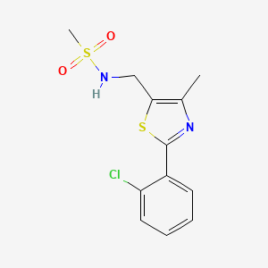 molecular formula C12H13ClN2O2S2 B2773196 N-((2-(2-氯苯基)-4-甲基噻唑-5-基)甲基)甲磺酰胺 CAS No. 1421490-12-1