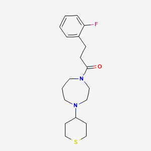 B2773199 3-(2-Fluorophenyl)-1-[4-(thian-4-yl)-1,4-diazepan-1-yl]propan-1-one CAS No. 2380044-89-1