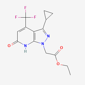 molecular formula C14H14F3N3O3 B2773203 ethyl [3-cyclopropyl-6-oxo-4-(trifluoromethyl)-6,7-dihydro-1H-pyrazolo[3,4-b]pyridin-1-yl]acetate CAS No. 1018142-74-9