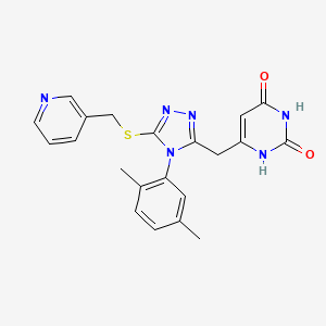 molecular formula C21H20N6O2S B2773210 6-((4-(2,5-二甲基苯基)-5-((吡啶-3-基甲基)硫基)-4H-1,2,4-三唑-3-基)甲基)嘧啶-2,4(1H,3H)-二酮 CAS No. 852048-63-6