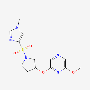 molecular formula C13H17N5O4S B2773215 2-methoxy-6-((1-((1-methyl-1H-imidazol-4-yl)sulfonyl)pyrrolidin-3-yl)oxy)pyrazine CAS No. 2034286-10-5