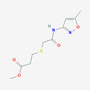 molecular formula C10H14N2O4S B2773222 Methyl 3-((2-((5-methylisoxazol-3-yl)amino)-2-oxoethyl)thio)propanoate CAS No. 403836-49-7