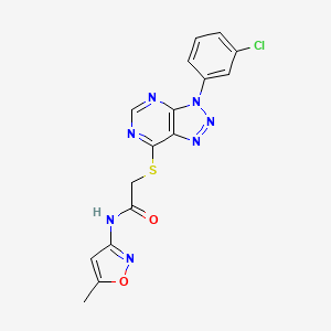 molecular formula C16H12ClN7O2S B2773228 2-((3-(3-chlorophenyl)-3H-[1,2,3]triazolo[4,5-d]pyrimidin-7-yl)thio)-N-(5-methylisoxazol-3-yl)acetamide CAS No. 941906-14-5