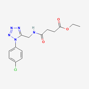 molecular formula C14H16ClN5O3 B2773229 ethyl 4-(((1-(4-chlorophenyl)-1H-tetrazol-5-yl)methyl)amino)-4-oxobutanoate CAS No. 921502-43-4