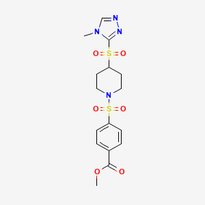 molecular formula C16H20N4O6S2 B2773233 methyl 4-((4-((4-methyl-4H-1,2,4-triazol-3-yl)sulfonyl)piperidin-1-yl)sulfonyl)benzoate CAS No. 1448069-19-9