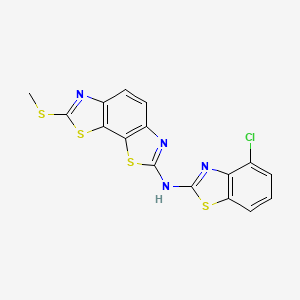 molecular formula C16H9ClN4S4 B2773236 N-(4-chlorobenzo[d]thiazol-2-yl)-7-(methylthio)benzo[1,2-d:4,3-d']bis(thiazole)-2-amine CAS No. 1286702-54-2
