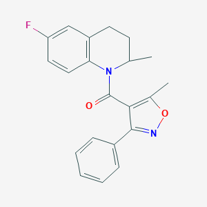 molecular formula C21H19FN2O2 B277324 6-Fluoro-2-methyl-1-[(5-methyl-3-phenyl-4-isoxazolyl)carbonyl]-1,2,3,4-tetrahydroquinoline 
