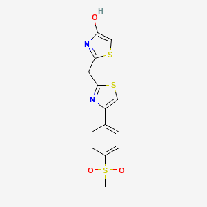 molecular formula C14H12N2O3S3 B2773242 2-({4-[4-(Methylsulfonyl)phenyl]-1,3-thiazol-2-yl}methyl)-1,3-thiazol-4-ol CAS No. 860785-64-4