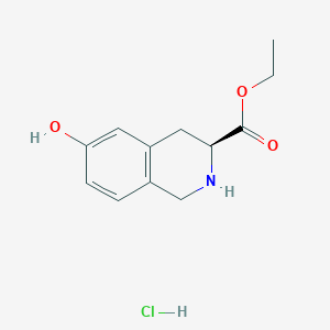 molecular formula C12H16ClNO3 B2773259 Ethyl 6-hydroxy-1,2,3,4-tetrahydroisoquinoline-3-carboxylate hydrochloride CAS No. 128073-39-2
