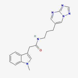 molecular formula C19H20N6O B2773266 N-(丁基)-2-(2-(咔唑并[1,5-a]嘧啶-6-基)丙基)-1-甲基吲哚-3-乙酰胺 CAS No. 2034377-04-1