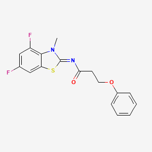 molecular formula C17H14F2N2O2S B2773270 N-(4,6-difluoro-3-methyl-1,3-benzothiazol-2-ylidene)-3-phenoxypropanamide CAS No. 868375-08-0