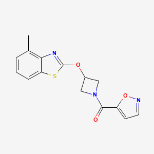 molecular formula C15H13N3O3S B2773277 Isoxazol-5-yl(3-((4-methylbenzo[d]thiazol-2-yl)oxy)azetidin-1-yl)methanone CAS No. 1421531-35-2