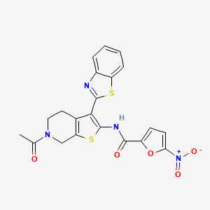molecular formula C21H16N4O5S2 B2773294 N-(6-acetyl-3-(benzo[d]thiazol-2-yl)-4,5,6,7-tetrahydrothieno[2,3-c]pyridin-2-yl)-5-nitrofuran-2-carboxamide CAS No. 864859-55-2