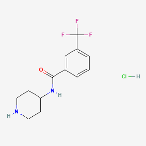 molecular formula C13H16ClF3N2O B2773295 N-(Piperidin-4-yl)-3-(trifluoromethyl)benzamide hydrochloride CAS No. 1707358-36-8