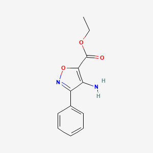 molecular formula C12H12N2O3 B2773301 Ethyl 4-amino-3-phenyl-1,2-oxazole-5-carboxylate CAS No. 14838-24-5