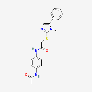 molecular formula C20H20N4O2S B2773302 N-(4-acetamidophenyl)-2-[(1-methyl-5-phenyl-1H-imidazol-2-yl)sulfanyl]acetamide CAS No. 932352-45-9