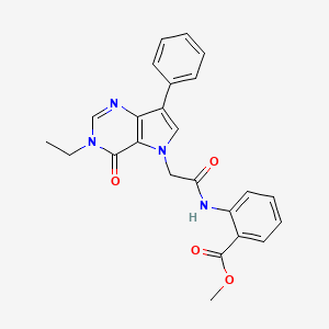molecular formula C24H22N4O4 B2773307 methyl 2-{[(3-ethyl-4-oxo-7-phenyl-3,4-dihydro-5H-pyrrolo[3,2-d]pyrimidin-5-yl)acetyl]amino}benzoate CAS No. 1251613-89-4