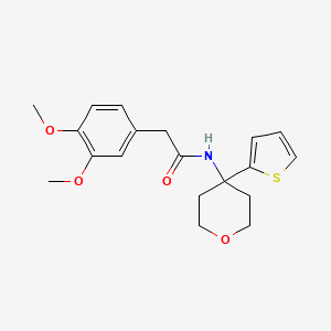 molecular formula C19H23NO4S B2773310 2-(3,4-dimethoxyphenyl)-N-(4-(thiophen-2-yl)tetrahydro-2H-pyran-4-yl)acetamide CAS No. 2034325-55-6