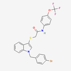 molecular formula C24H18BrF3N2O2S B2773320 2-[1-[(4-bromophenyl)methyl]indol-3-yl]sulfanyl-N-[4-(trifluoromethoxy)phenyl]acetamide CAS No. 851412-43-6
