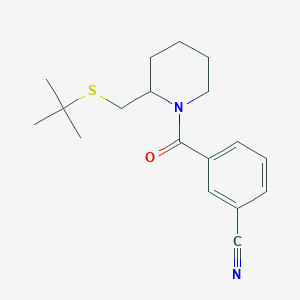 3-(2-((Tert-butylthio)methyl)piperidine-1-carbonyl)benzonitrile