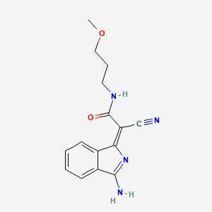 molecular formula C15H16N4O2 B2773328 2-(3-氨基-1H-异吲哚-1-基亚甲基)-2-氰基-N-(3-甲氧基丙基)乙酰胺 CAS No. 790270-81-4