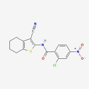 molecular formula C16H12ClN3O3S B2773351 2-chloro-N-(3-cyano-4,5,6,7-tetrahydro-1-benzothiophen-2-yl)-4-nitrobenzamide CAS No. 313981-65-6