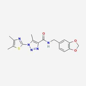 molecular formula C17H17N5O3S B2773380 N-(苯并[d][1,3]二氧杂环戊-5-基甲基)-1-(4,5-二甲基噻唑-2-基)-5-甲基-1H-1,2,3-三唑-4-羧酰胺 CAS No. 1251552-12-1