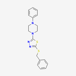 molecular formula C19H20N4S2 B2773386 2-(Benzylthio)-5-(4-phenylpiperazin-1-yl)-1,3,4-thiadiazole CAS No. 1105199-14-1