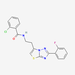 2-chloro-N-(2-(2-(2-fluorophenyl)thiazolo[3,2-b][1,2,4]triazol-6-yl)ethyl)benzamide