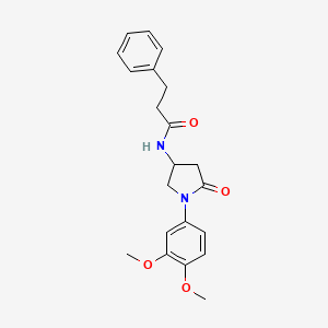 molecular formula C21H24N2O4 B2773405 N-(1-(3,4-dimethoxyphenyl)-5-oxopyrrolidin-3-yl)-3-phenylpropanamide CAS No. 900997-51-5