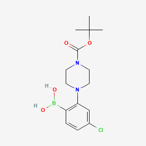 molecular formula C15H22BClN2O4 B2773406 (2-{4-[(叔丁氧羰基)哌嗪-1-基}-4-氯苯基)硼酸 CAS No. 2377606-54-5