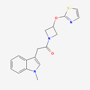 molecular formula C17H17N3O2S B2773412 2-(1-methyl-1H-indol-3-yl)-1-(3-(thiazol-2-yloxy)azetidin-1-yl)ethanone CAS No. 1705979-27-6